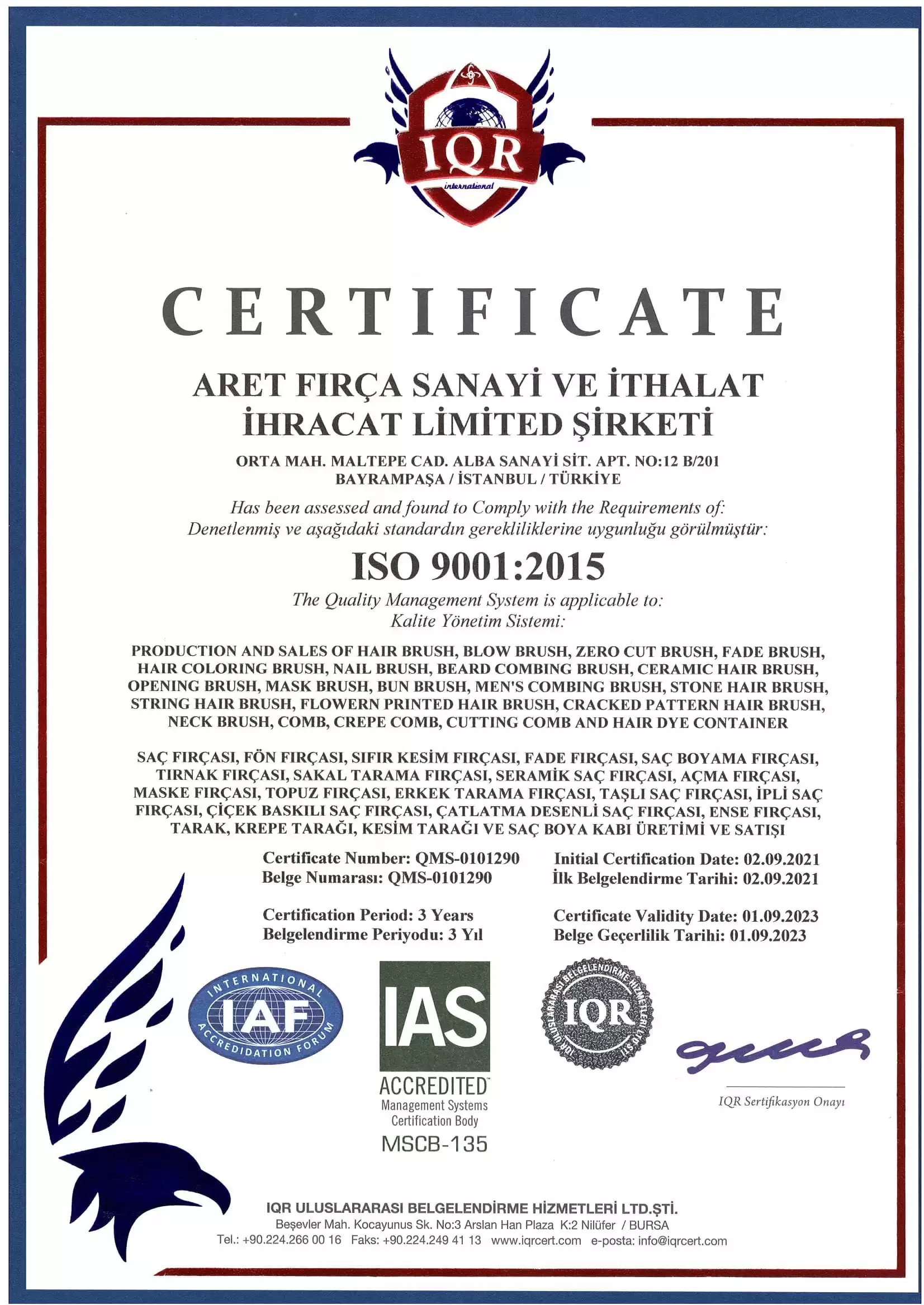 Elsa Fırça ISO Sertifikası